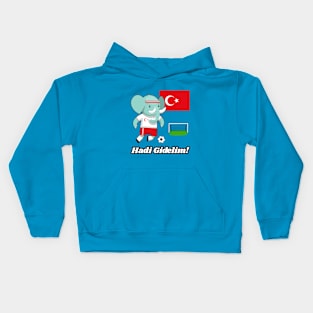 ⚽ Turkey Soccer, Cute Elephant Scores, Hadi Gidelim! Team Spirit Kids Hoodie